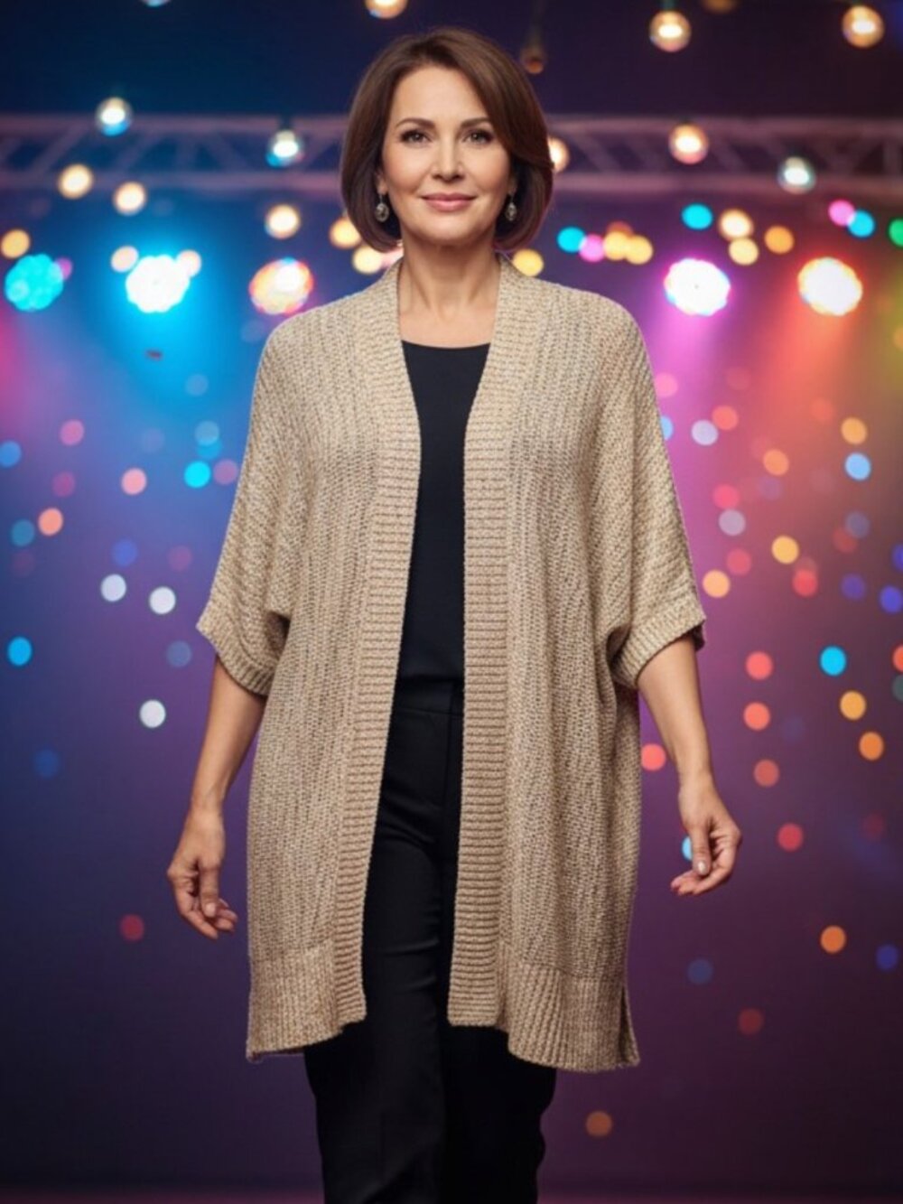 NWT Lane Bryant Metallic Cardigan Sweater 14 16 Open Front Gold Knit 1X Party - Picture 10 of 10